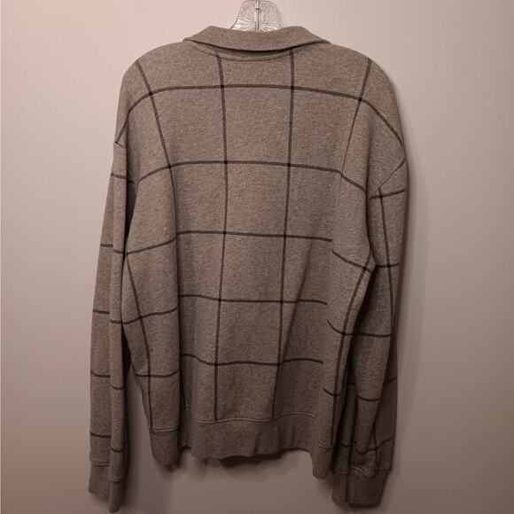 EUC Nautica Men's XL Gray Windowpane Cotton Blend Sweatshirt Zip Polo - Picture 4 of 4